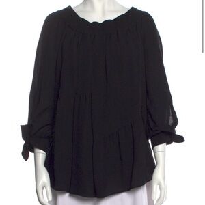 Derek Lam Silk Shirred Off the Shoulder Blouse